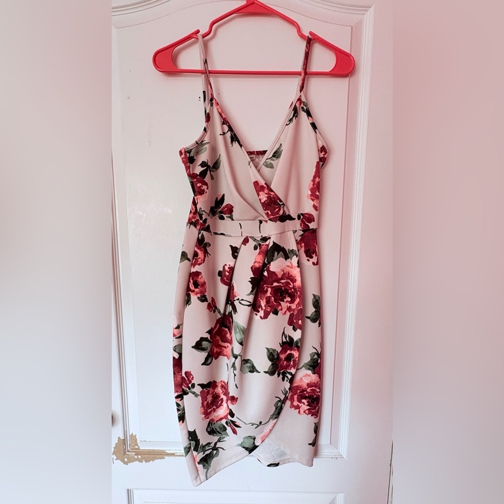 Charlotte Russe Red Floral V-Neck Sundress